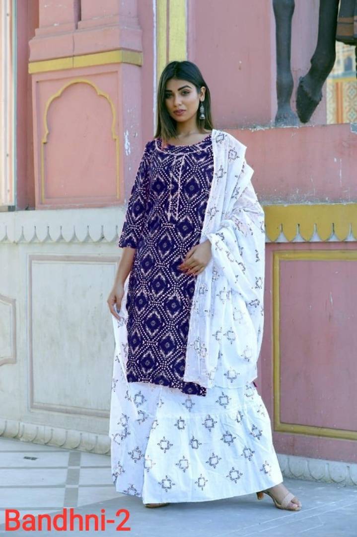 Rayon Printed Straight Kurta Bottom with Dupatta Set